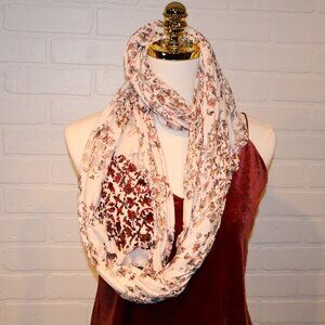 Sheer Floral Burnout Infinity Scarf